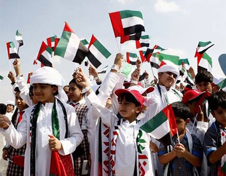 Hand-held pole flags printed in Dubai