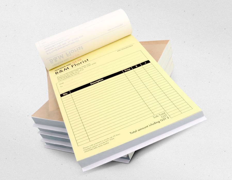 Invoice books printed in Dubai